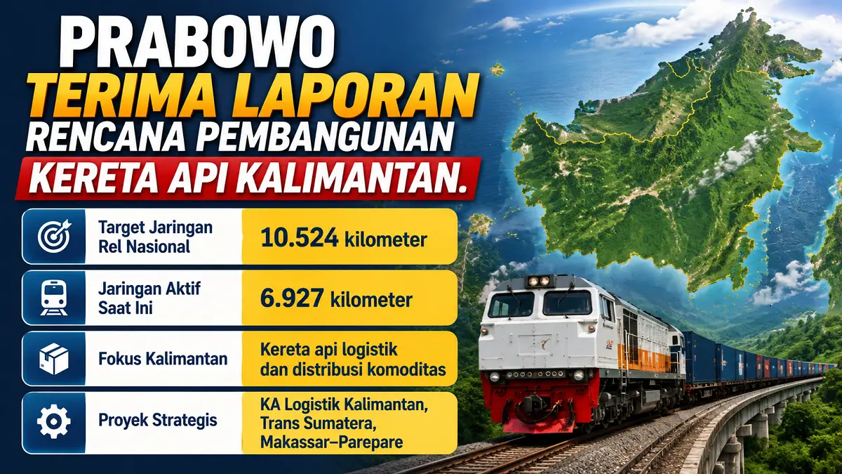 Menhub melaporkan proyek kereta api nasional, termasuk Kalimantan, kepada Presiden Prabowo. (Ilustrasi AI/Pontianak Post)