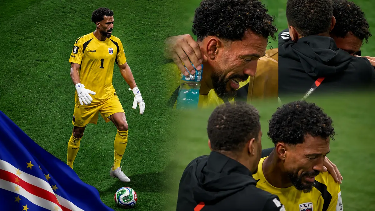 Vozinha menangis usai membawa Cape Verde menahan imbang Spanyol pada debut bersejarah negaranya di Piala Dunia. (IG. vozinha1)