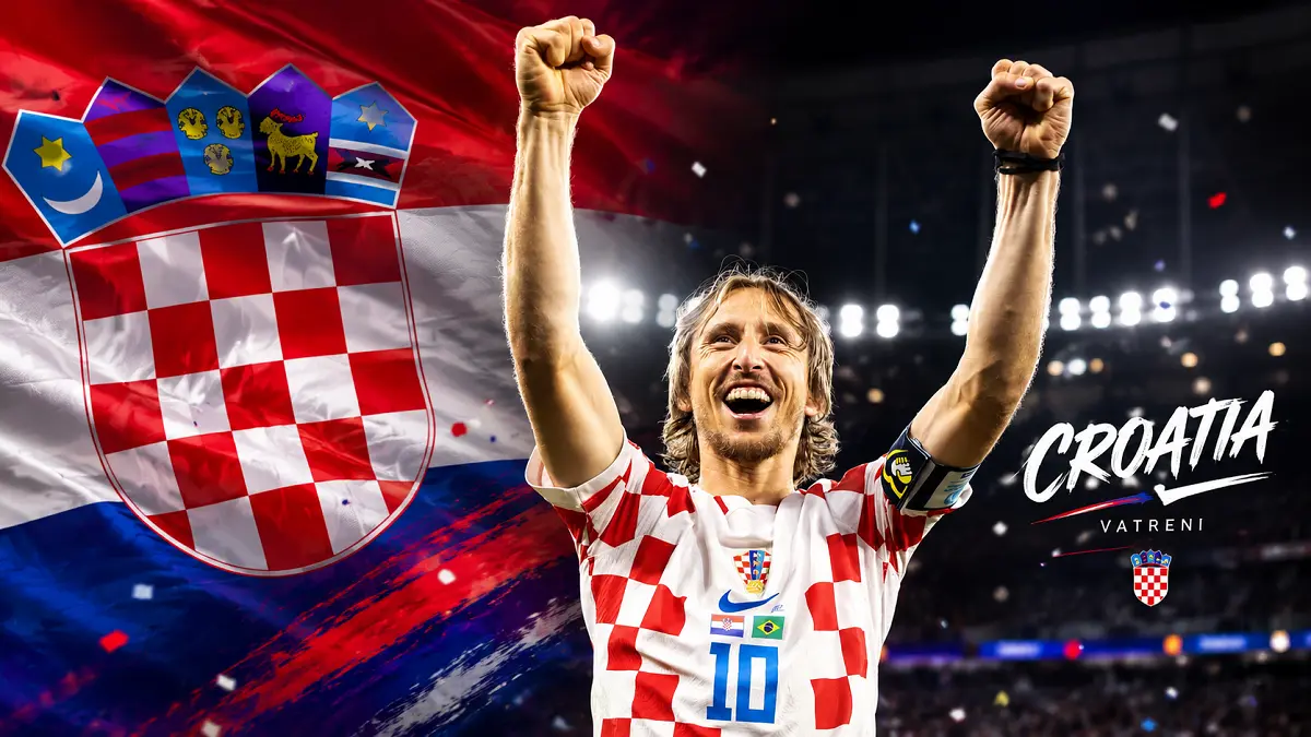 Luka Modric menjadi sorotan jelang duel Inggris melawan Kroasia pada fase grup Piala Dunia 2026. (X@lukamodric10/Diolah AI)