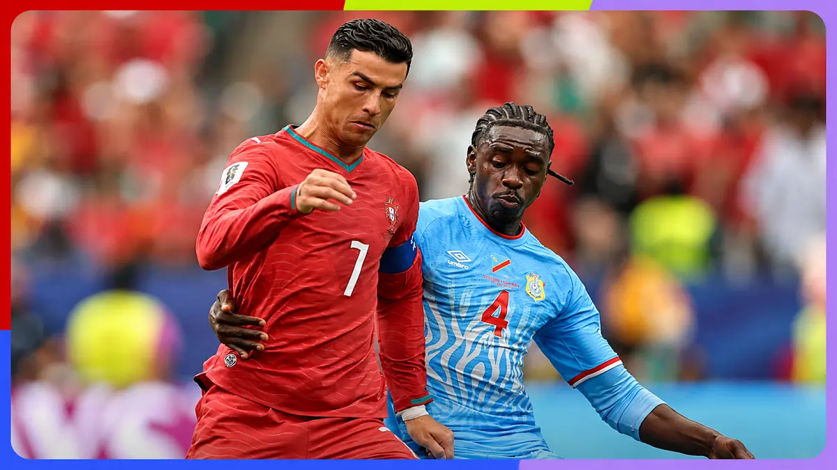  Cristiano Ronaldo tampak kecewa setelah Portugal ditahan imbang 1-1 oleh Republik Demokratik Kongo pada laga Grup K Piala Dunia 2026 di Houston. (X@FIFAWorldCup)