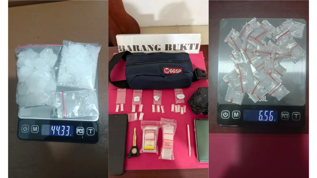 Polisi mengamankan sejumlah barang bukti dari tersangka pengedar narkoba di Kecamatan Sengah Temila Kabupaten Landak pada Rabu (17/6) malam. (POLRES LANDAK)