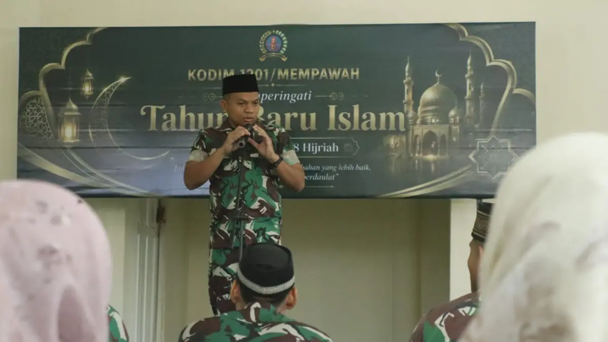 Dandim Mempawah memberikan sambutan saat peringatan Tahun Baru Islam 1 Muharram 1448 Hijriah.