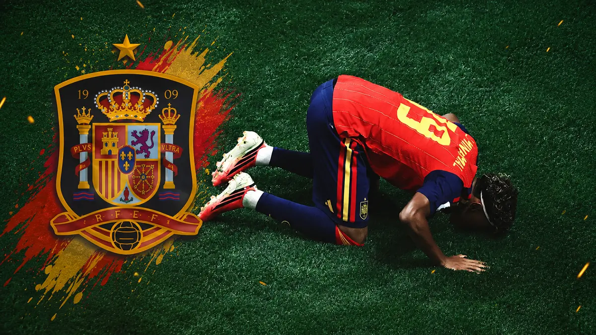 Lamine Yamal merayakan gol pertamanya di Piala Dunia saat Spanyol mengalahkan Arab Saudi 4-0. (IG.@lamineyamal)
