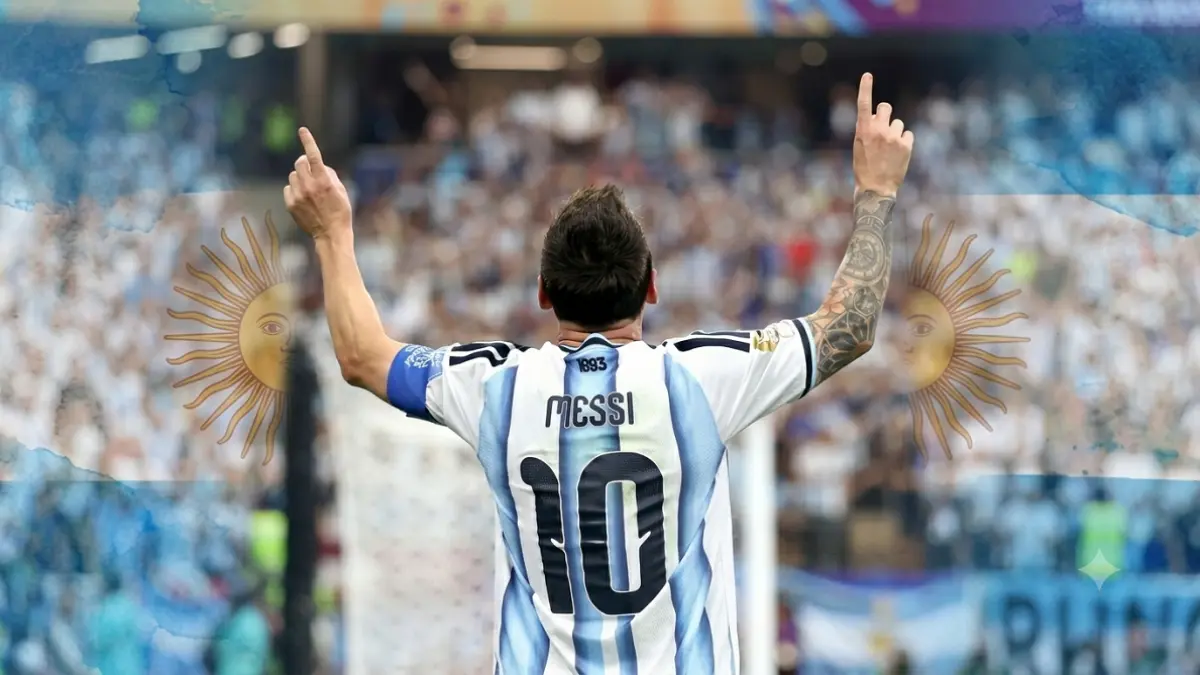 Lionel Messi merayakan gol bersejarah saat membawa Argentina mengalahkan Austria 2-0 di Dallas. (IG.afaseleccion)