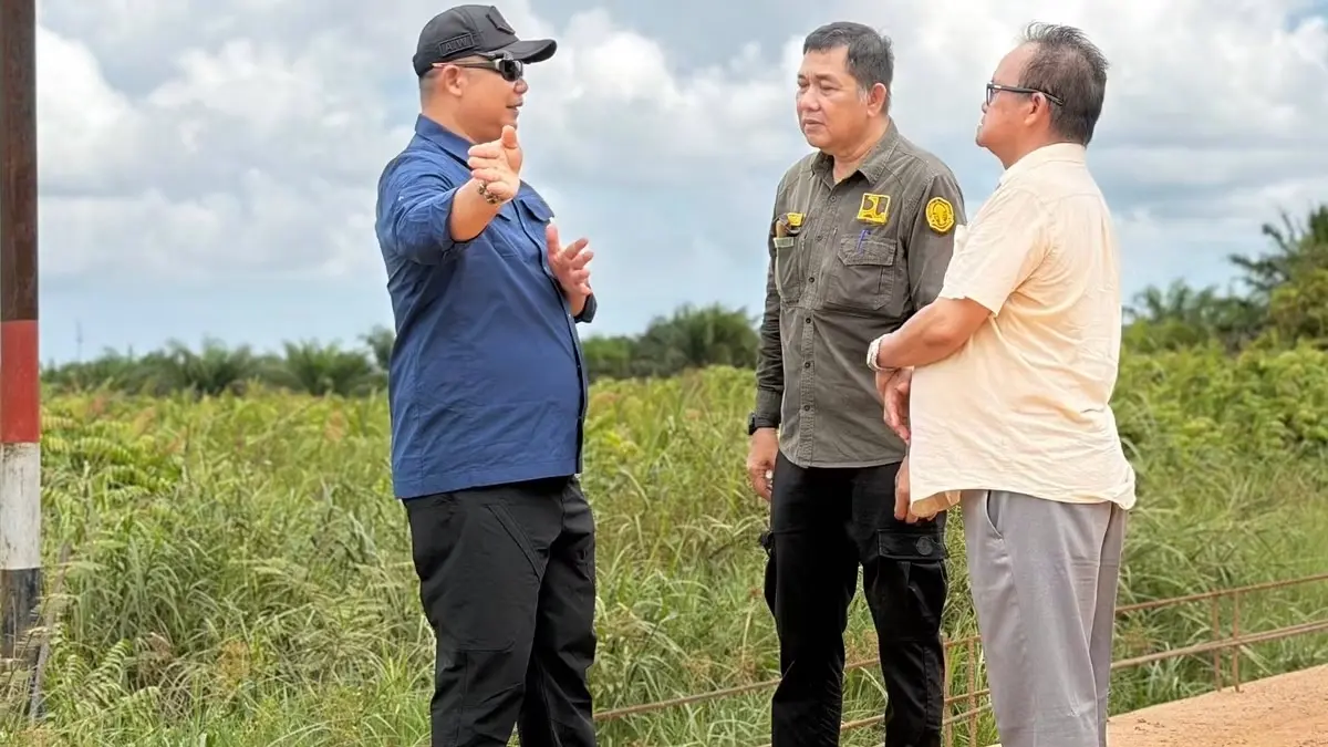 TINJAU : Bupati Ketapang, Alexander Wilyo, meninjau ruas Jalan Pelang-Kepuluk beberapa waktu lalu.(IST)