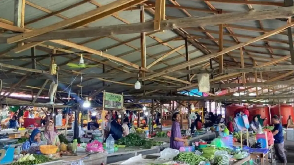 Kondisi Pasar Bahagia di Desa Kuala Dua, Kecamatan Sungai Raya, Kubu Raya. (Antara)