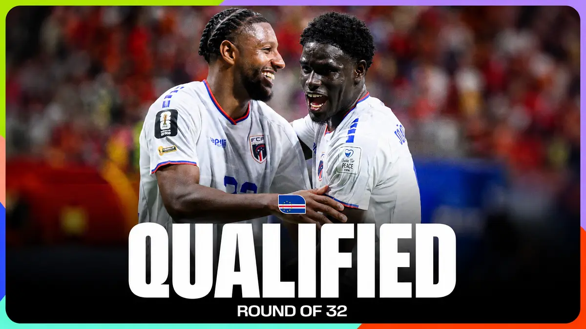Pemain Tanjung Verde merayakan keberhasilan lolos ke babak 32 besar Piala Dunia usai menahan imbang Arab Saudi. (X@FIFAWorldCup)