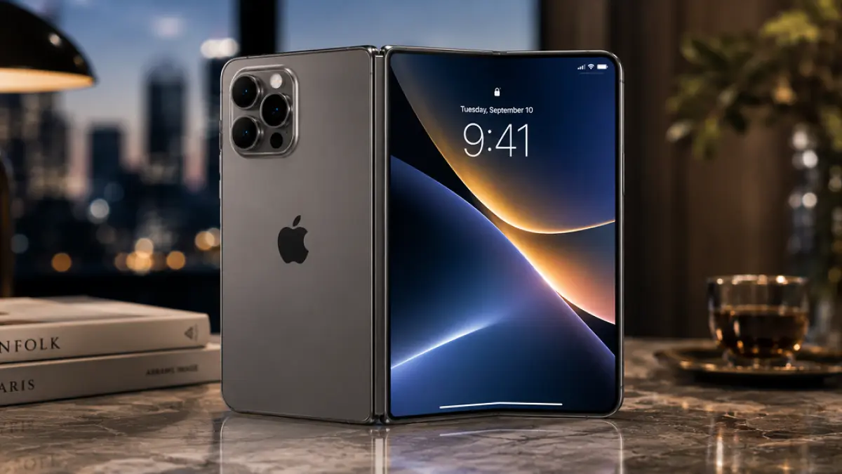 Render terbaru iPhone Ultra memperlihatkan desain ponsel lipat pertama Apple yang dikabarkan meluncur tahun ini. (Ilustrasi)