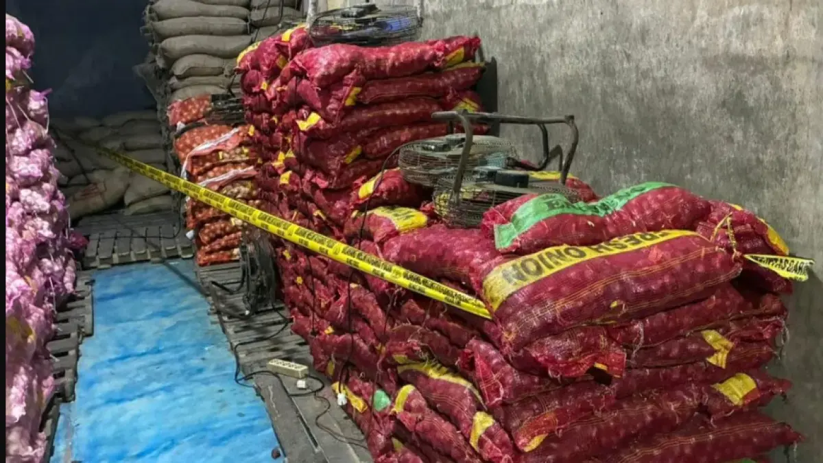 Sejumlah komoditas pangan impor ilegal hasil sitaan Satuan Tugas Penegakan Hukum Penyelundupan Kepolisian Negara Republik Indonesia (Satgas Gakkum Lundup Polri) ditunjukkan usai penggeledahan dua gudang di Pontianak, Kalimantan Barat, Jumat (17/4/2026). Dalam operasi tersebut, polisi menyita 23 ton bawang putih, bawang merah, dan cabai kering yang diduga masuk ke Indonesia tanpa dokumen karantina, dokumen impor, dan dokumen perdagangan yang sah. ANTARA/HO-Satgas Gakkum Lundup Polri.
