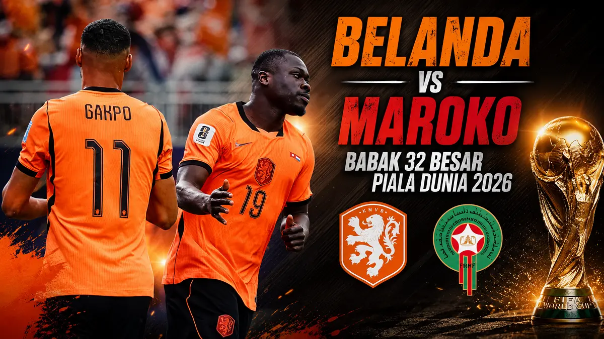 Brian Brobbey menjadi tumpuan Belanda saat menghadapi Maroko pada babak 32 besar Piala Dunia 2026. (IG@brianbrobbeyy/Diolah AI)