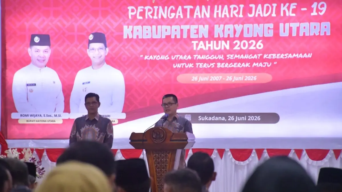 RAMAH TAMAH: Malam Ramah Tamah Hari Jadi Kabupaten Kayong Utara ke-19 di Pendopo Bupati Kayong Utara, Sukadana, Jumat (26/6/2026). Foto Pokopim.(Romi wijaya)