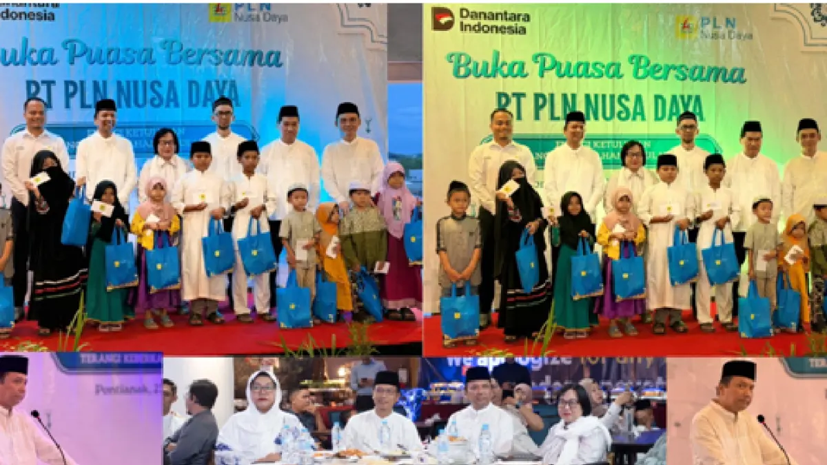Kebersamaan PLN Nusa Daya UP Kalimantan 1 saat buka puasa bersama dan santunan anak panti asuhan.