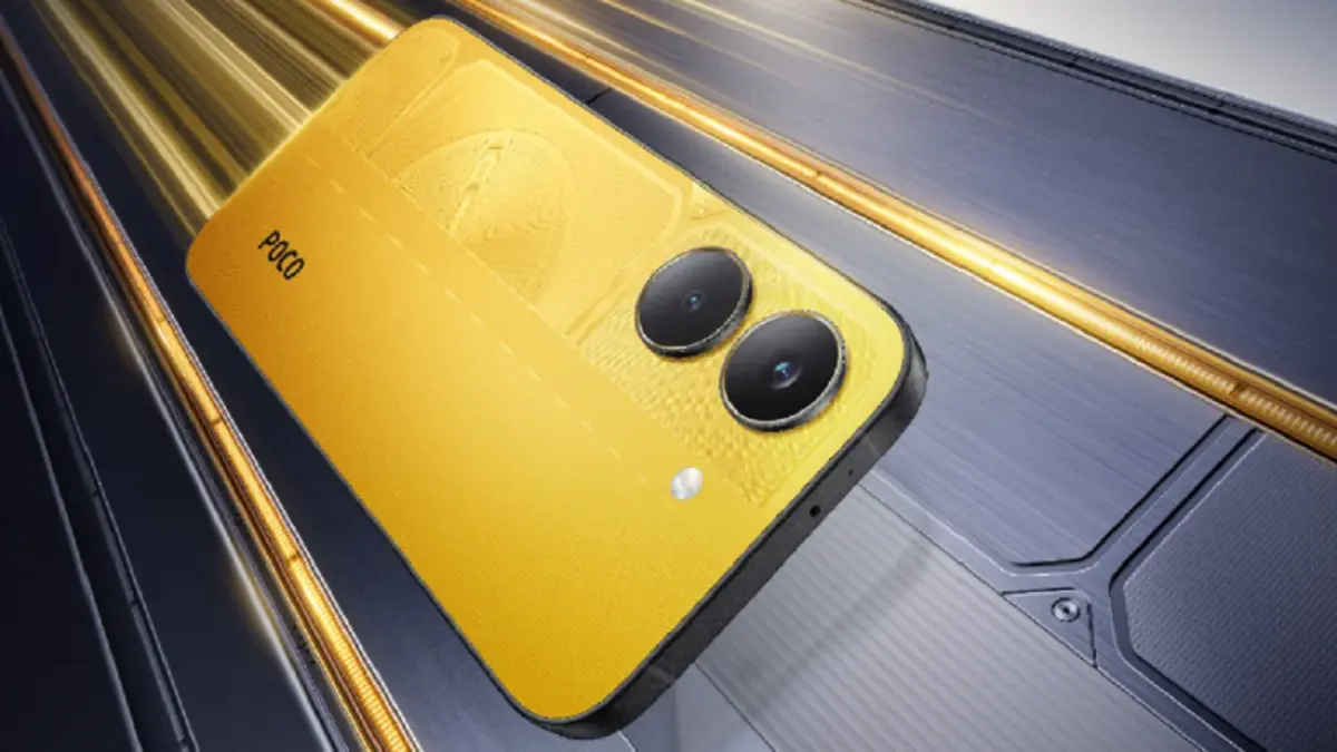 Poco X8 Pro Yellow hadir dengan konsep Racetrack Aesthetics dan Dynamic RGB Light pada modul kameranya. (Dok. Poco)