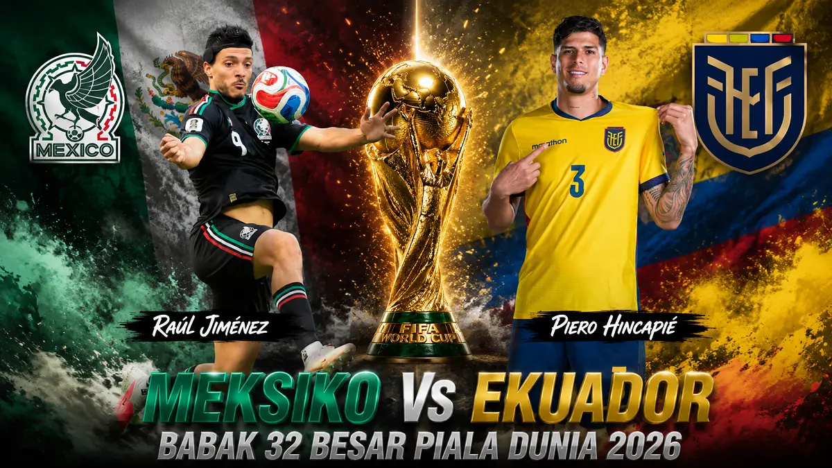  Timnas Meksiko akan menghadapi Ekuador pada babak 32 besar di Stadion Azteca, Mexico City, Rabu (1/7) pukul 08.00 WIB, (IG/Diolah AI) 