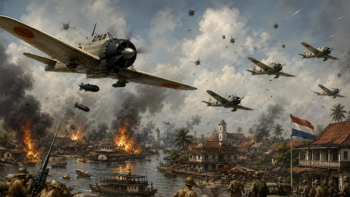 Ilustrasi serangan penjajah Jepang Tahun 1941