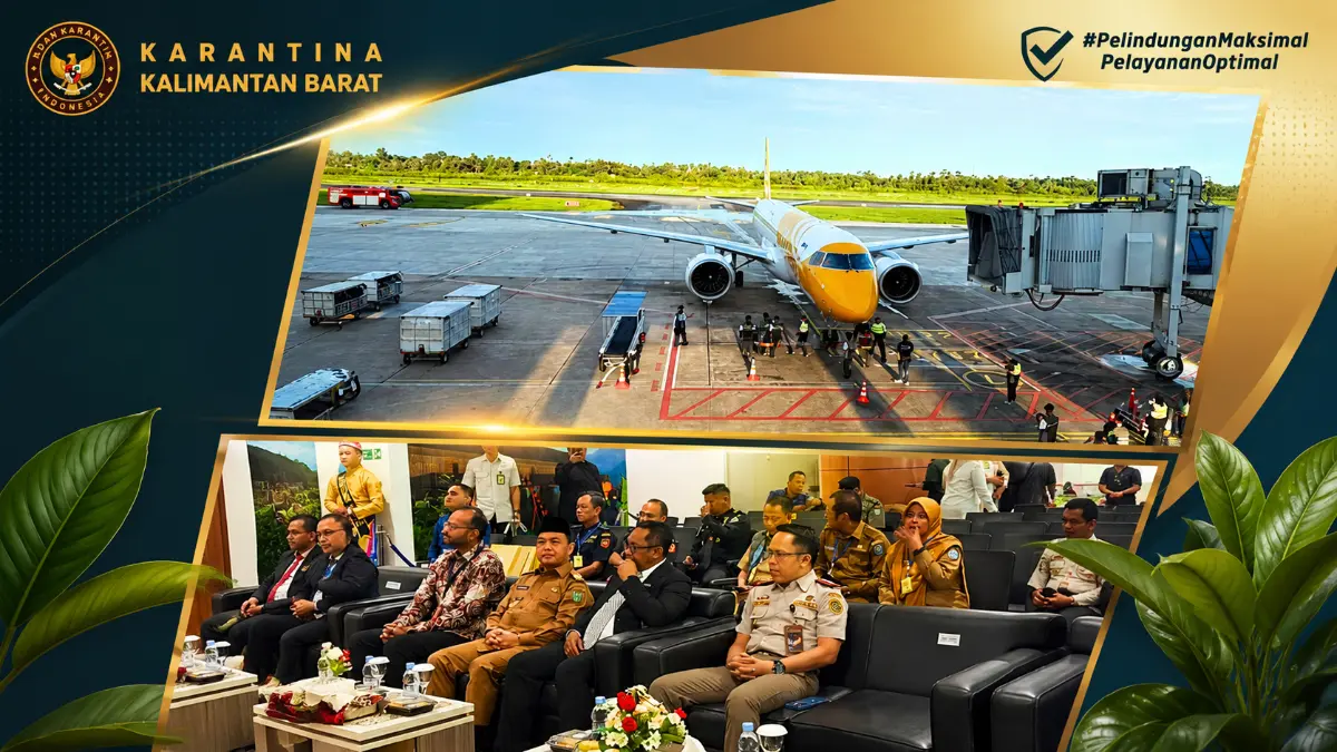 Balai Karantina Hewan, Ikan, dan Tumbuhan Kalimantan Barat (Karantina Kalbar) melalui Satuan Pelayanan Bandara Internasional Supadio hadir langsung dalam acara Inaugural Flight maskapai Scoot di Bandara Internasional Supadio Pontianak, Senin (29/6/2026). (KARANTINA KALBAR/AI)