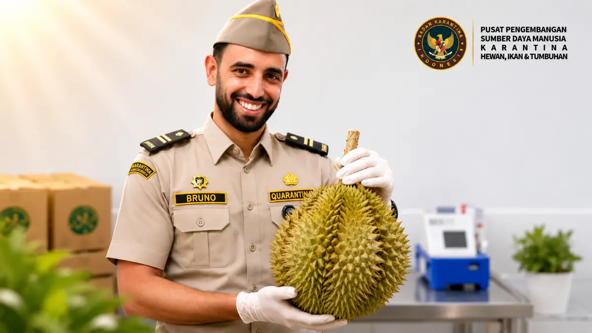 Durian Musang King dikenal sebagai salah satu varietas durian premium yang memiliki daya saing tinggi di pasar internasional. (PPSDM/AI)