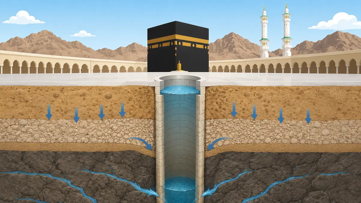 Ilustrasi kedalaman sumur zamzam 