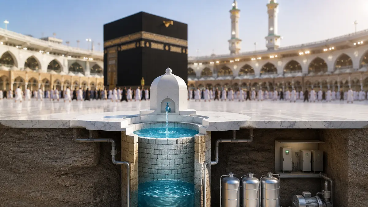 Ilustrasi perawatan sumur zam zam oleh pemerintah Arab Saudi   