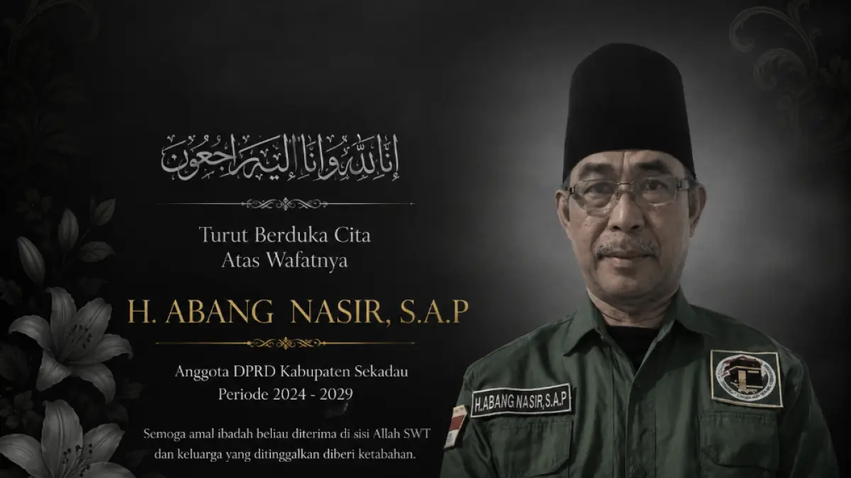 BERDUKA: Potret H. Abang Nasir, S.A.P., anggota DPRD Kabupaten Sekadau periode 2024–2029 dari Partai Persatuan Pembangunan (PPP), yang meninggal dunia akibat kecelakaan lalu lintas di Jalan Merdeka Timur, Desa Sungai Ringin, Kecamatan Sekadau Hilir, Kamis (2/7). Kepergian almarhum meninggalkan duka bagi keluarga, kolega, dan masyarakat Kabupaten Sekadau. / IST
