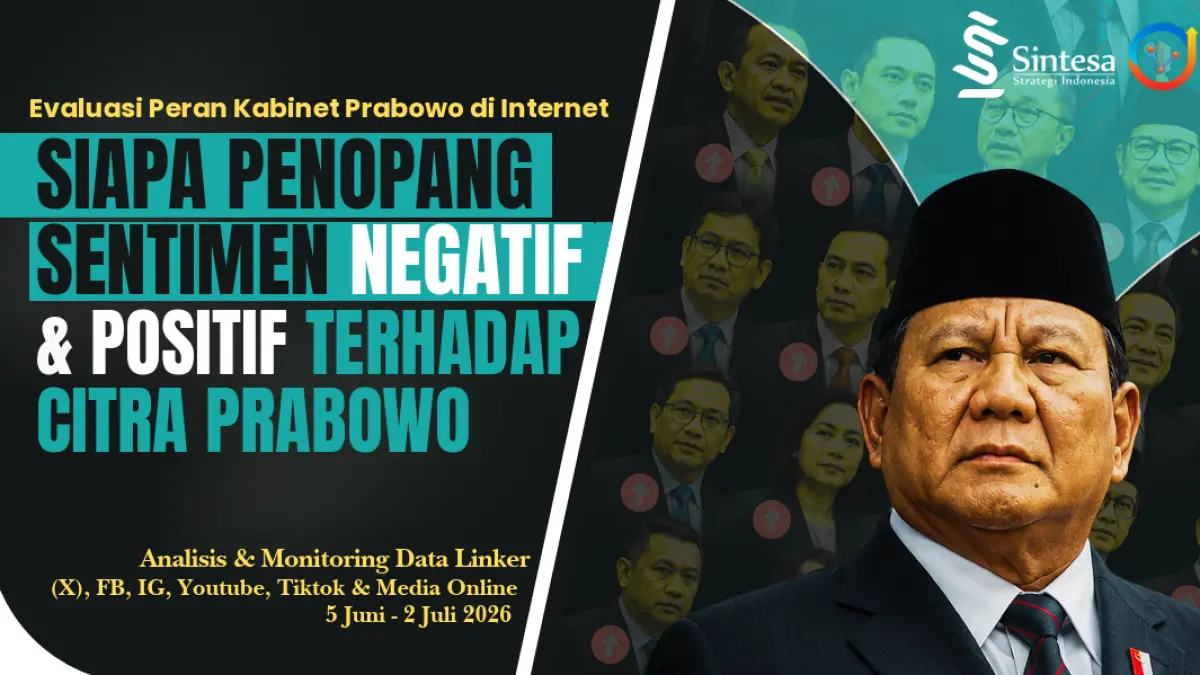 Kajian analisis Sentimen Negatif dan Positif terhadap Citra Prabowo (5 Juni-2 Juli 2026) oleh Sintesa Strategi Indonesia.