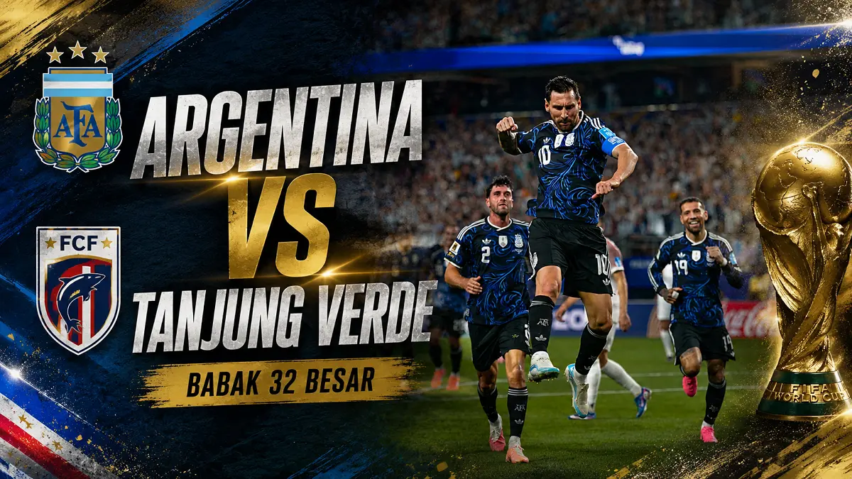 Lionel Messi memimpin Argentina melawan Cape Verde pada babak 32 besar Piala Dunia 2026 di Miami. (IG@leomessi/Diolah AI)