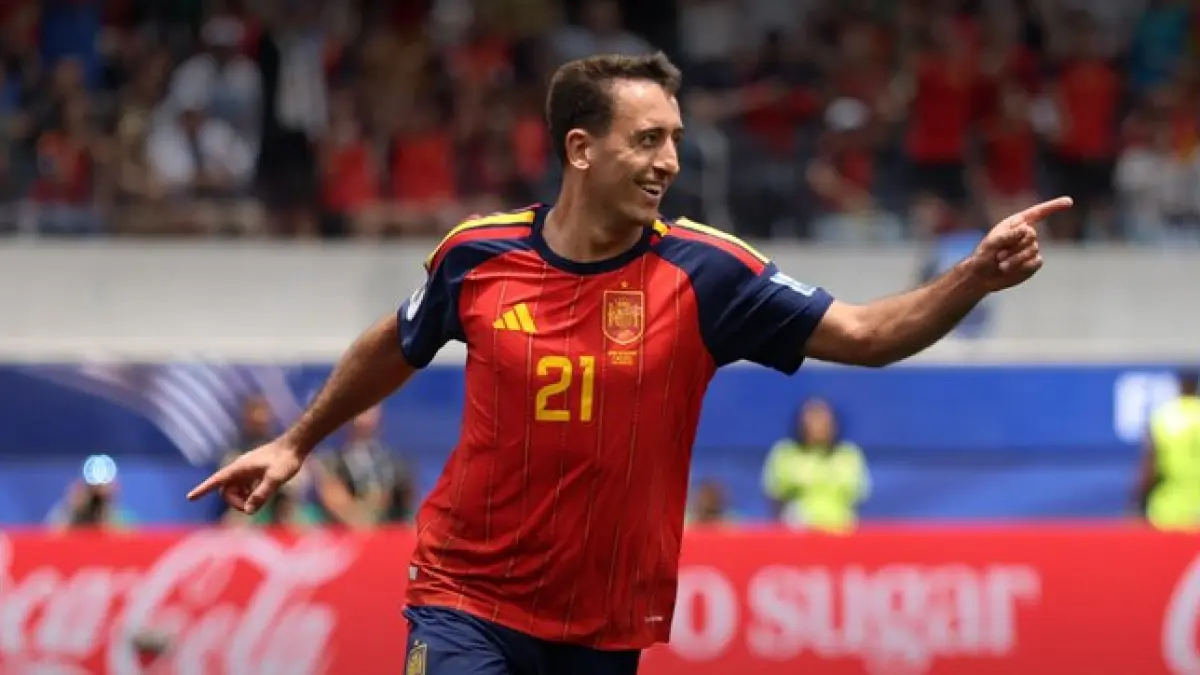 Mikel Oyarzabal merayakan golnya ke gawang Austria yang membawa Spanyol melaju ke babak 16 besar Piala Dunia 2026. (X@FIFAWorldCup)