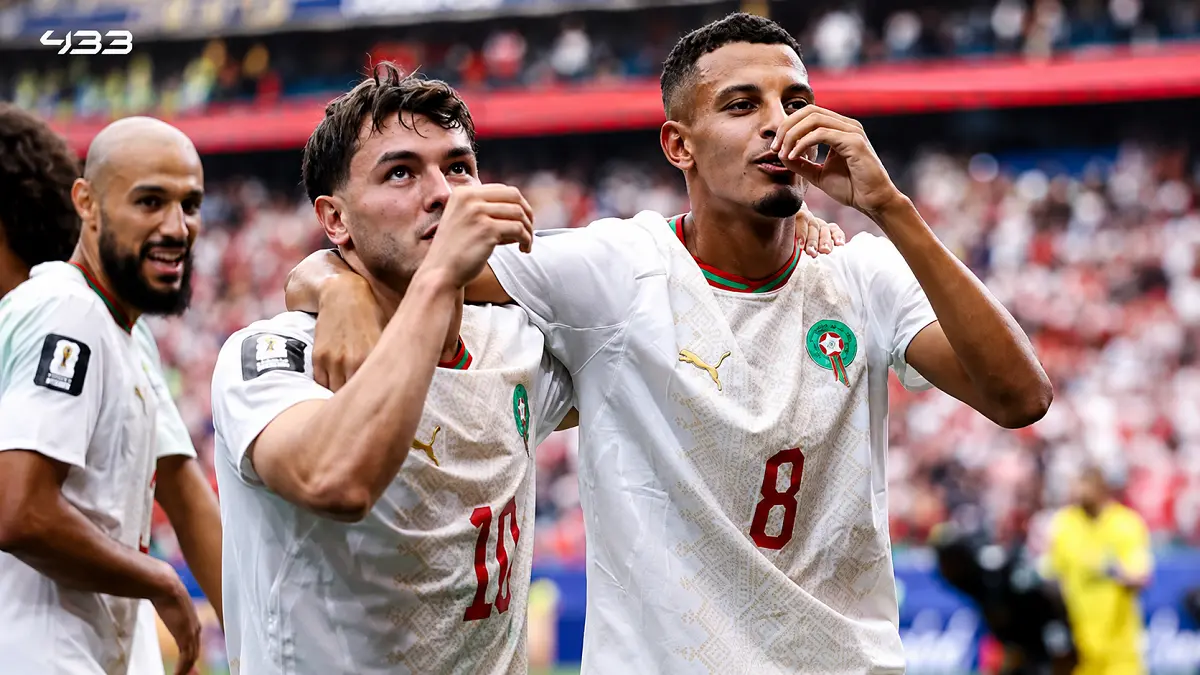 Para pemain Maroko berselebrasi merayakan salah satu gol mereka ke gawang Kanada. (IG@equipedumaroc)