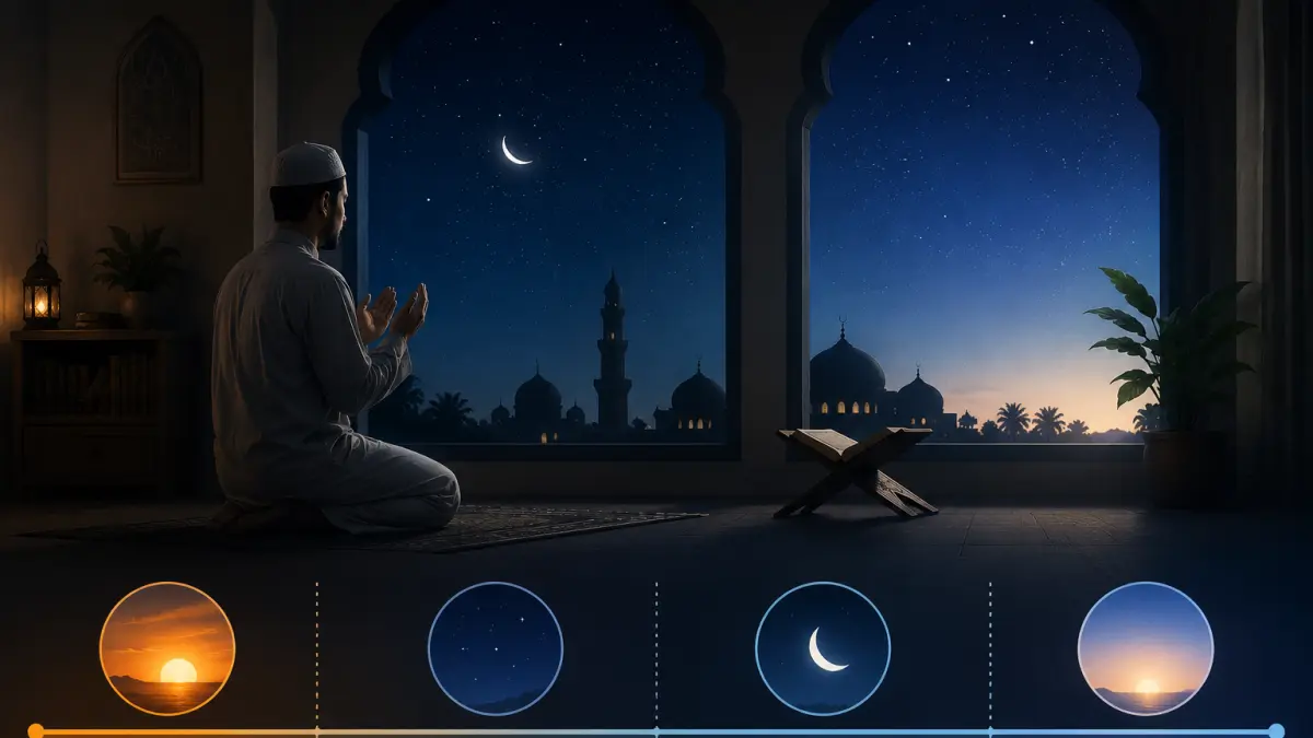 Ilustrasi menentukan waktu sepertiga malam terakhir 