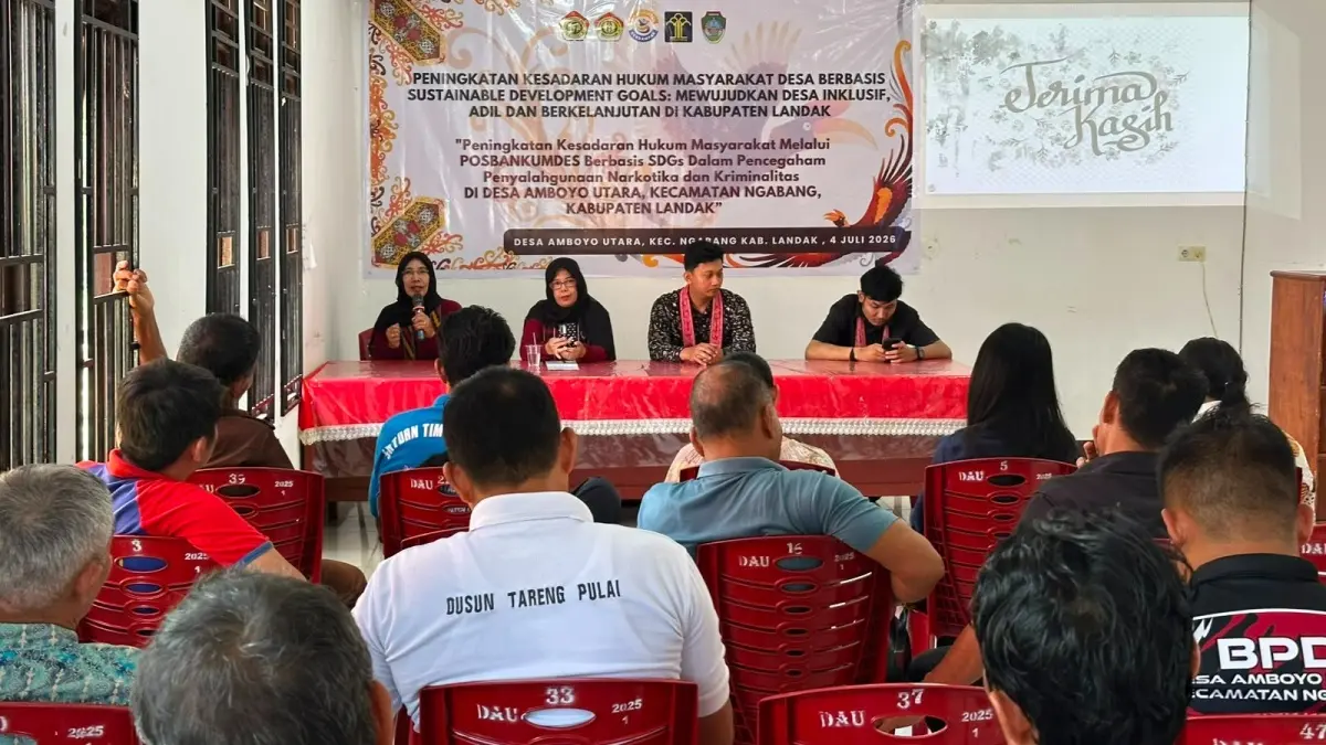 Pembukaan Kuliah Pengganti Kuliah Kerja Nyata (KP-KKN) melalui kolaborasi Kanwil Kemenkum Kalbar dan Fakultas Hukum UPB Pontianak di landak. (DOK KANWIL KEMENKUM KALBAR)