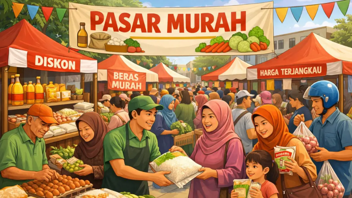 Ilustrasi pasar murah. (ILUSTRASI AI)