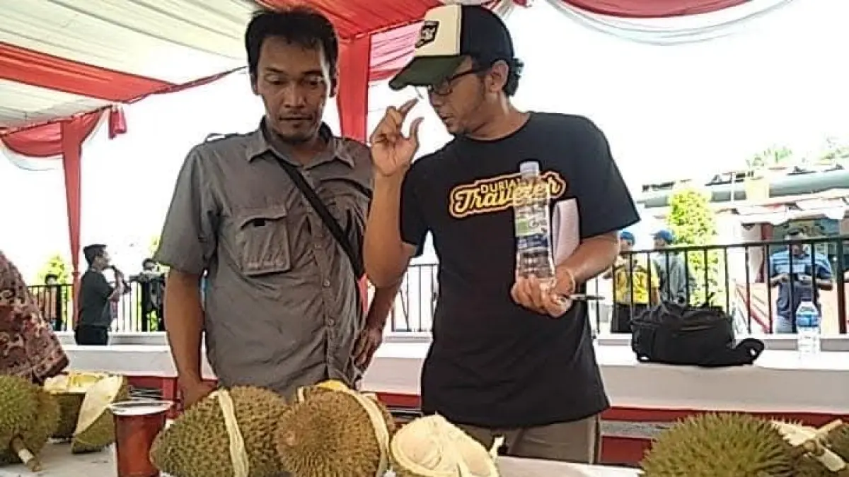 Ketua Panitia, Priyono, saat meninjau festival durian yang pernah berlangsung pada beberapa waktu lalu.