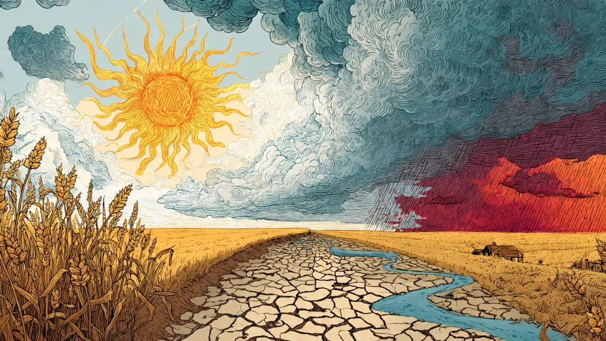 Ilustrasi cuaca ekstrem akibat dampak dari fenomena El-Nino. (ILUSTRASI AI)