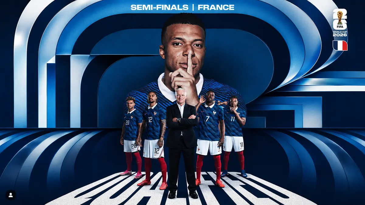 Kylian Mbappe memimpin Prancis menghadapi Spanyol pada semifinal Piala Dunia 2026 di Dallas Stadium. (IG@equipedefrance)