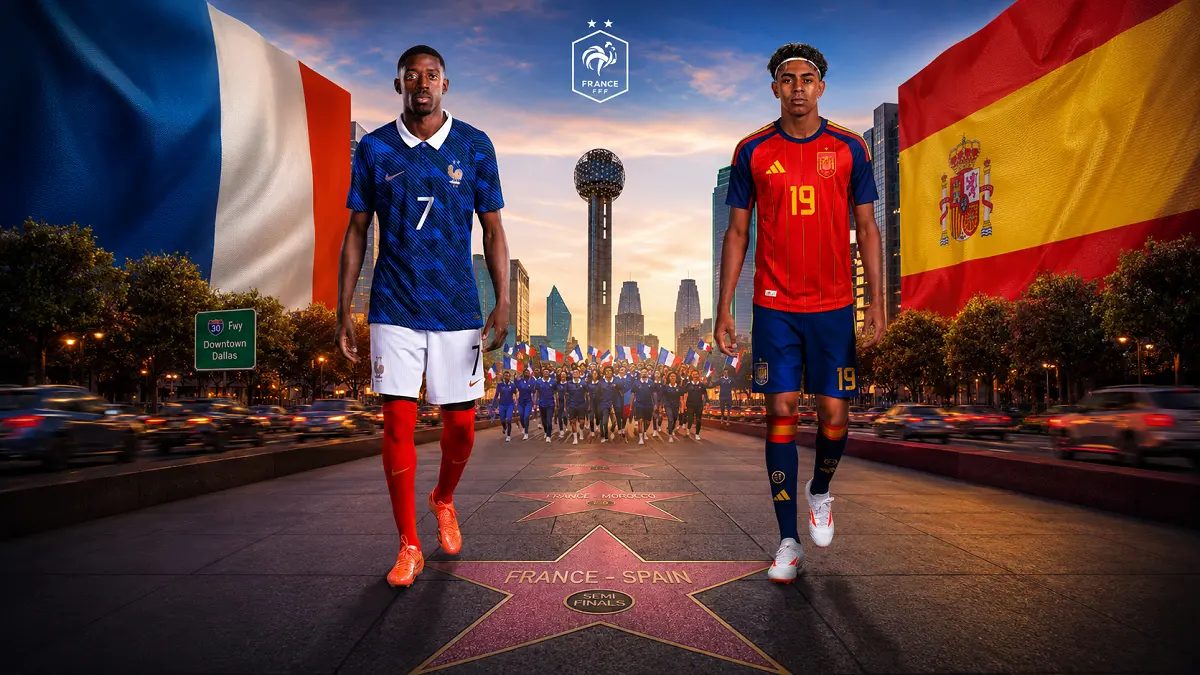 Prancis dan Spanyol berebut satu tiket menuju final Piala Dunia 2026 dalam duel semifinal di Dallas Stadium. (IG@equipedefrance)
