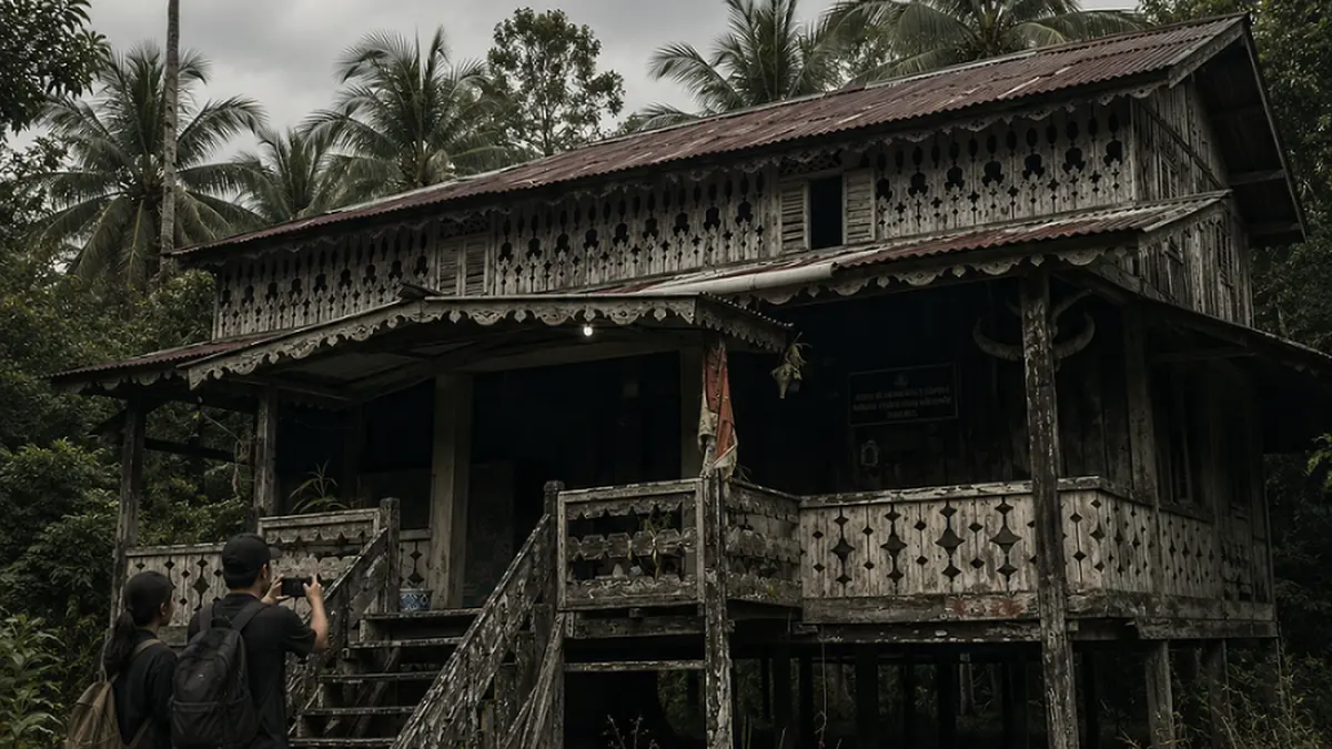 Ilustrasi Rumah Adat Turun Temurun di Desa Mendalok Mempawah yang Kini Kian Memprihatinkan  