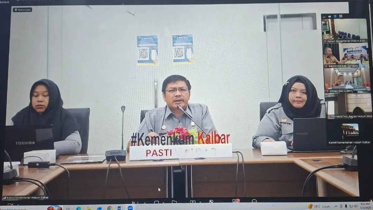 Kanwil Kemenkum Kalbar menggelar rapat harmonisasi Raperbup Sanggau pada Senin (13/7). (DOK KANWIL KEMENKUM KALBAR)