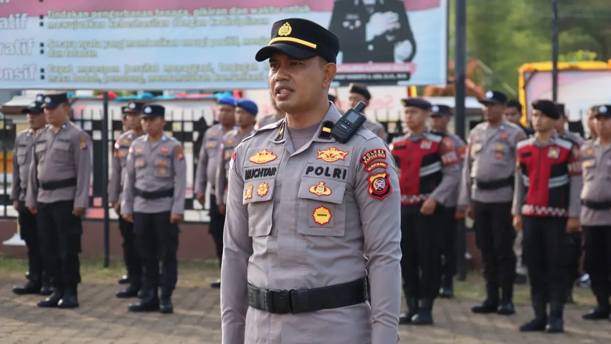Kepolisian Resor  Kapuas Hulu menggelar Apel Kesiapan dan Pergeseran Personel di lapangan Apel Polres Kapuas Hulu. (ISTIMEWA)