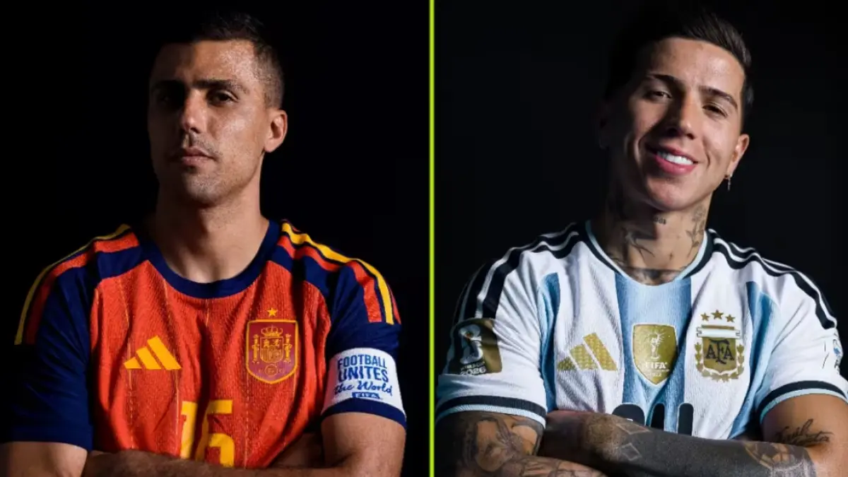 Rodri (kiri) dan Enzo Fernández (kanan) menjadi pemain kunci dalam duel lini tengah Spanyol vs Argentina pada final Piala Dunia 2026. Keduanya akan menentukan penguasaan bola dan arah permainan tim masing-masing. (Foto: FIFA)