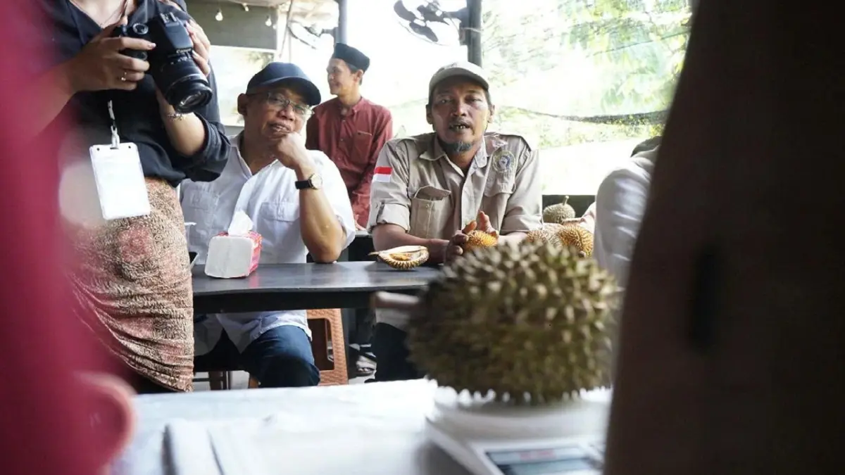 Durian asal Punggur memenangi ajang Kontes Durian dalam Pameran Flora dan Fauna Bumi Khatulistiwa di Halaman Kolam Renang Ampera, Minggu (19/7/2026). (Prokopim)