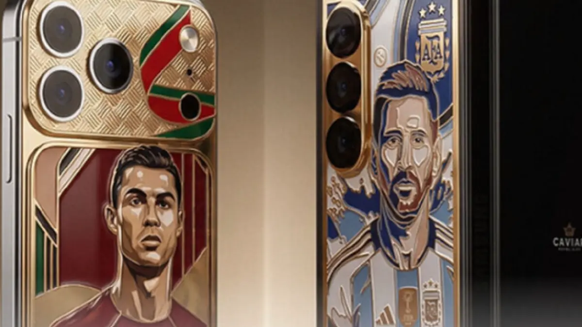 Galaxy Z Fold 8 Ultra edisi Lionel Messi dan iPhone 17 Pro edisi Cristiano Ronaldo hadir sebagai ponsel kolektor super terbatas. (Dok. Caviar)