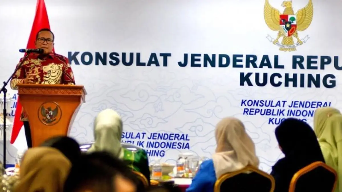 Bupati Sujiwo menghadiri ramah tamah di Konsulat Jenderal Republik Indonesia di Kuching, Malaysia, Selasa (21/7/2026). (Prokopim Kubu Raya)
