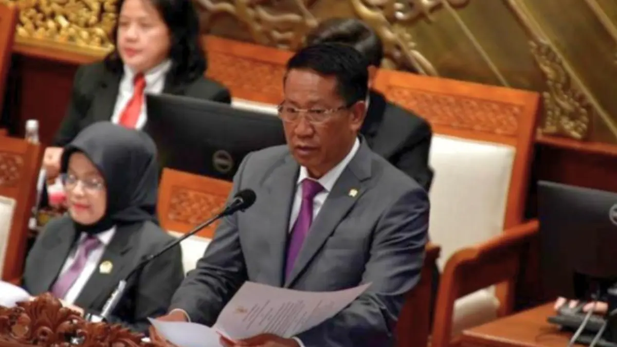 Menteri Hukum Supratman Andi Agtas dalam rapat paripurna di Jakarta, Selasa (21/7). (ANTARA/HO-Kementerian Hukum RI)
