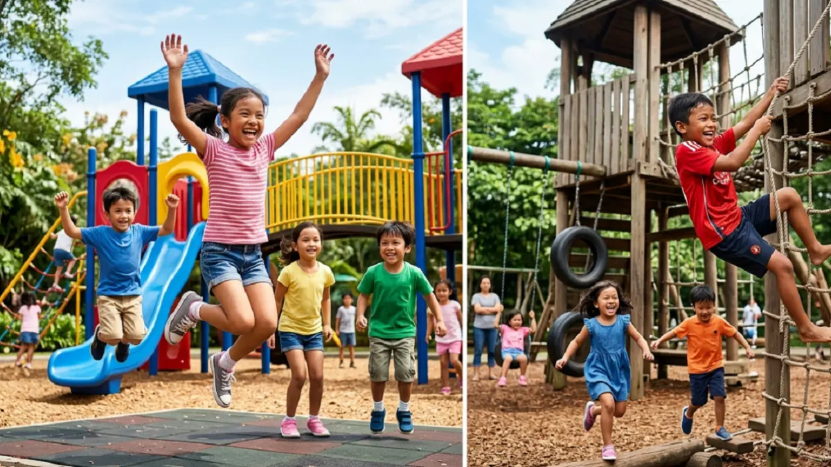 Ilustrasi anak-anak aktif bermain di taman. (AI)