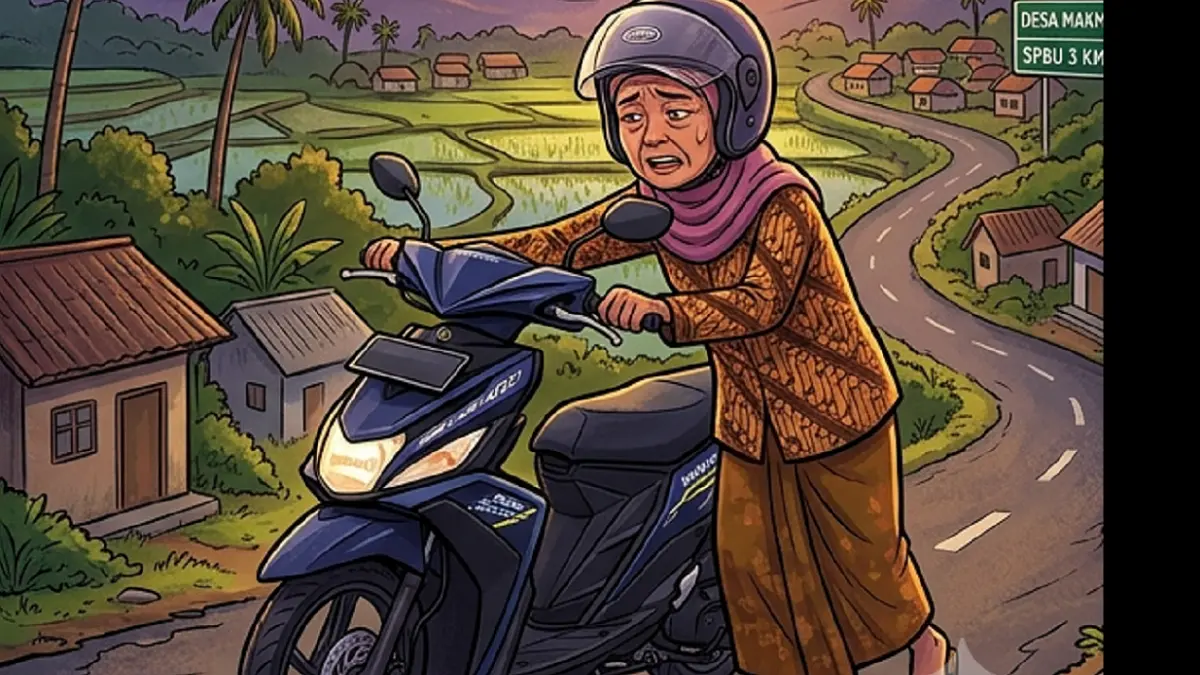 Ilustrasi motor kehabisan bahan bakar (AI)