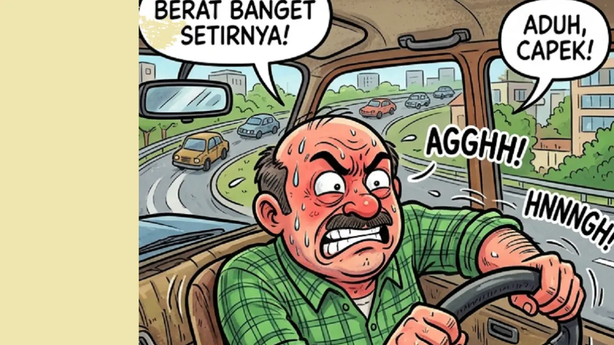 Ilustrasi setir mobil terasa berat saat digerakkan. (AI)