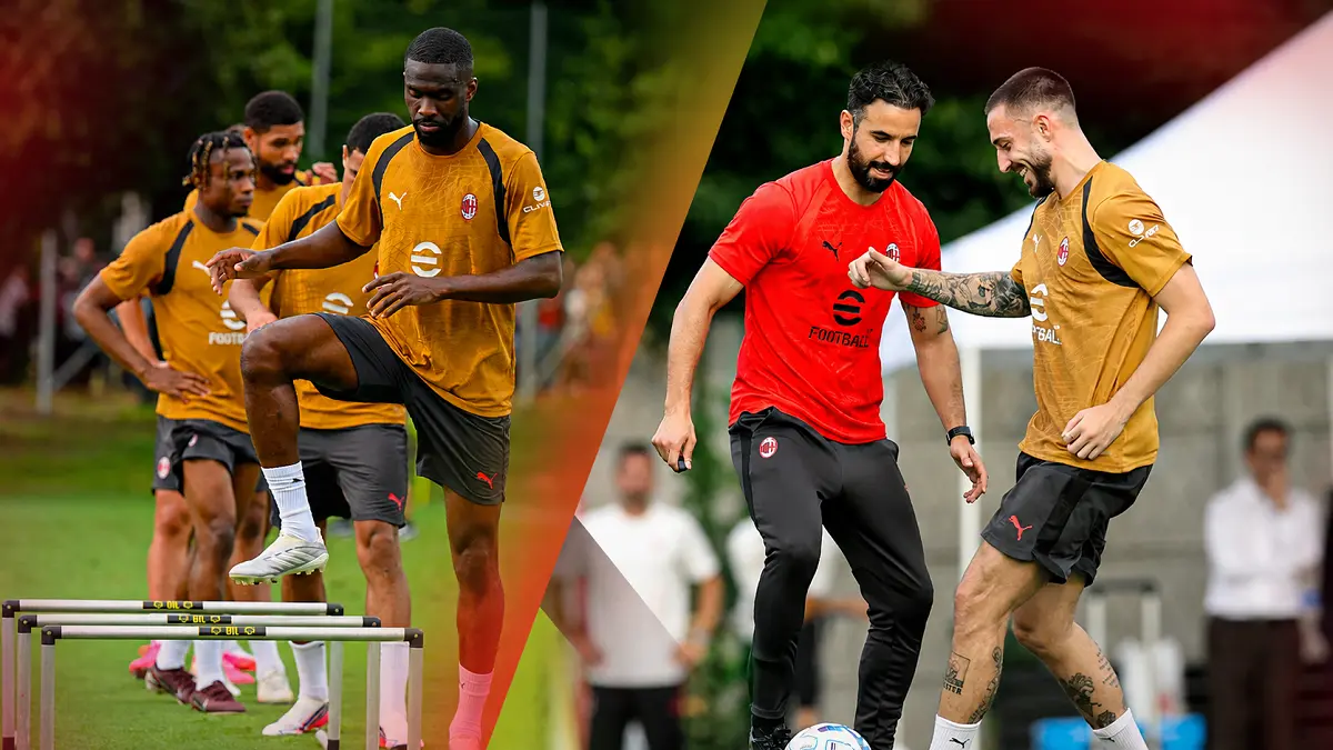 Ruben Amorim memimpin latihan AC Milan di Milanello sebagai persiapan menghadapi rangkaian laga pramusim melawan klub-klub elite Eropa. (IG@acmilan)