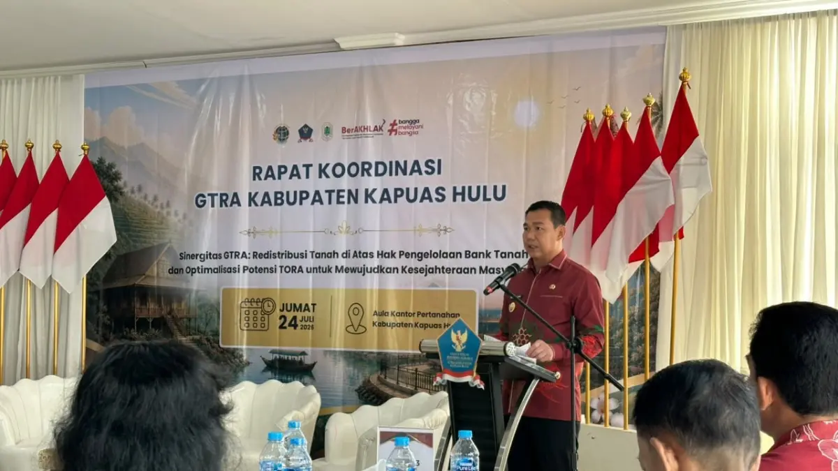 Bupati Kapuas Hulu, Fransiskus Diaan, secara resmi membuka Rapat Koordinasi Gugus Tugas Reforma Agraria (GTRA) Kabupaten Kapuas Hulu. (ISTIMEWA) 

