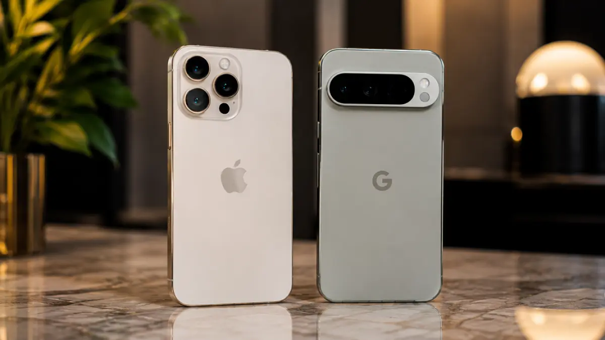 Ilustrasi perbandingan Apple iPhone 18 dan Google Pixel 11 yang diprediksi menjadi dua flagship paling dinanti pada 2026. (Ilustrasi)
