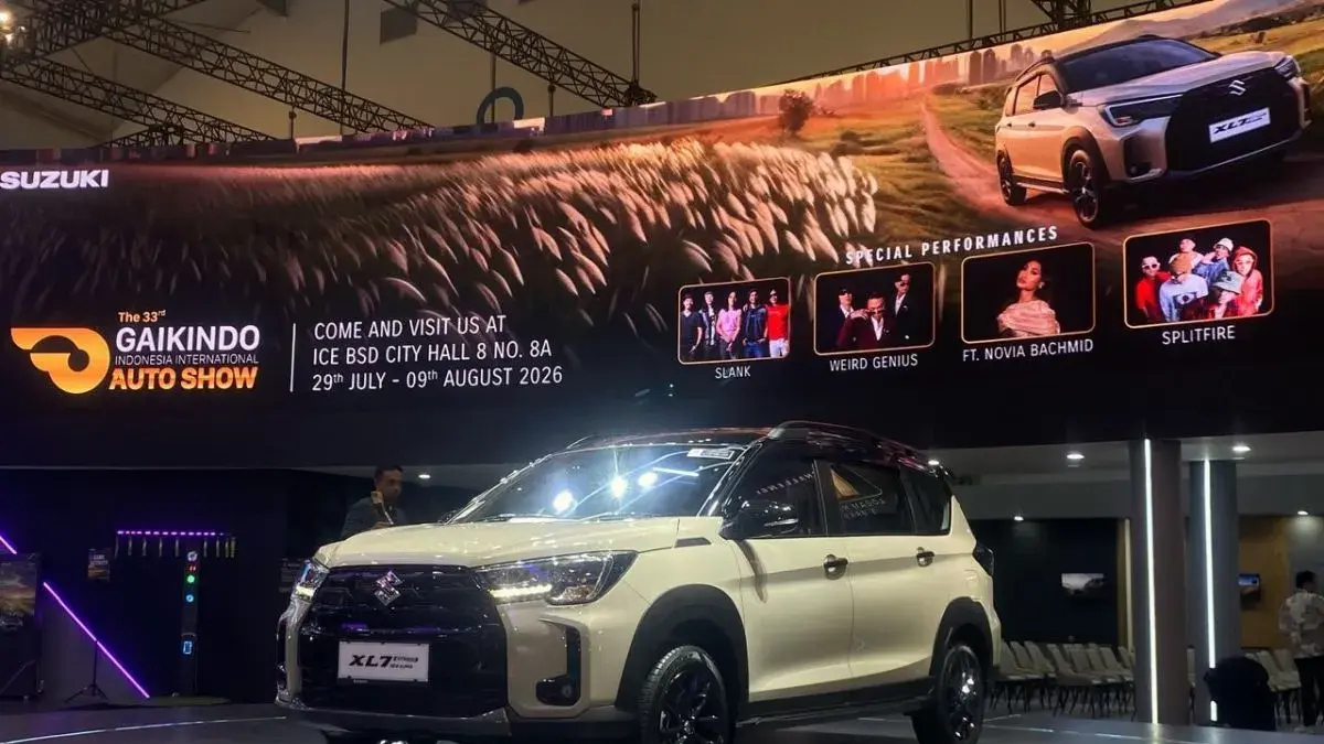Tampilan dari Suzuki New XL7 pada ajang pameran GIIAS 2026. (ANTARA/Chairul Rohman)